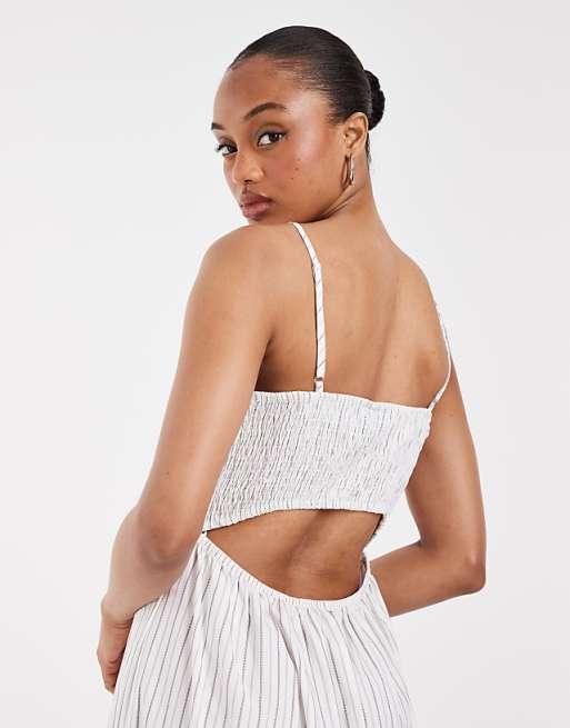 Vero Moda Tall cami midi dress in white stripe print