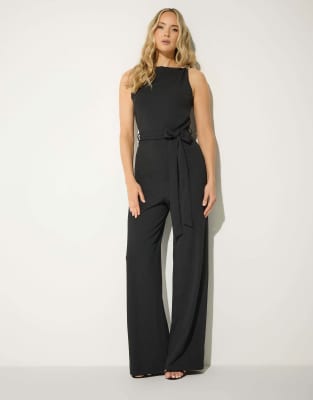 Long Tall Sally Belted wide leg jumpsuit in black