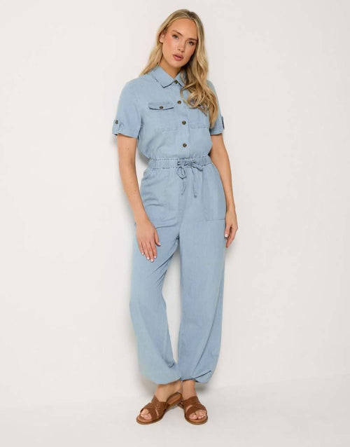 Long Tall Sally Denim elasticated jumpsuit in blue